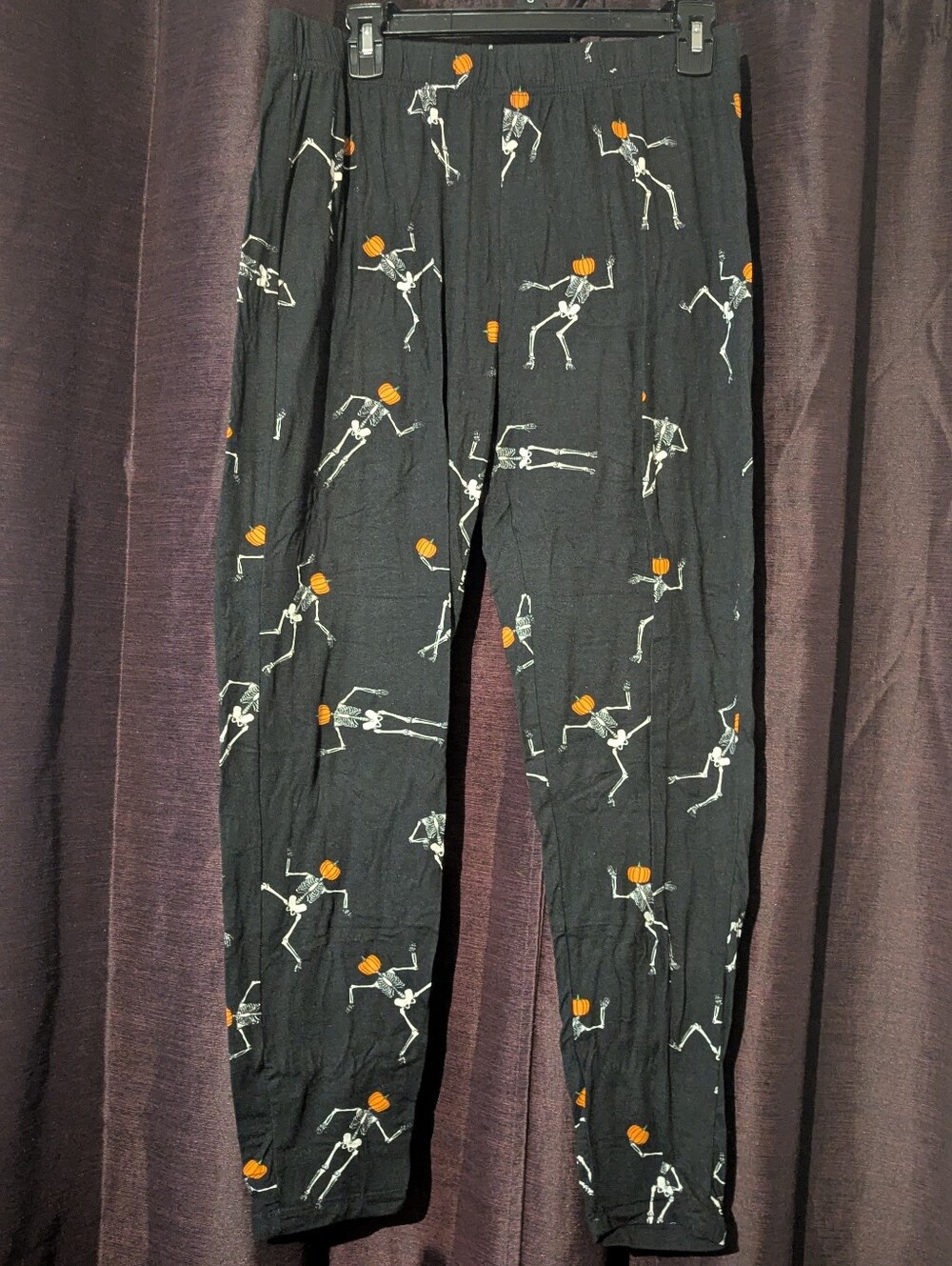 PUMPKIN & POTIONS Pumpkinhead Skeleton Leggings w Stretchy Waistband XL